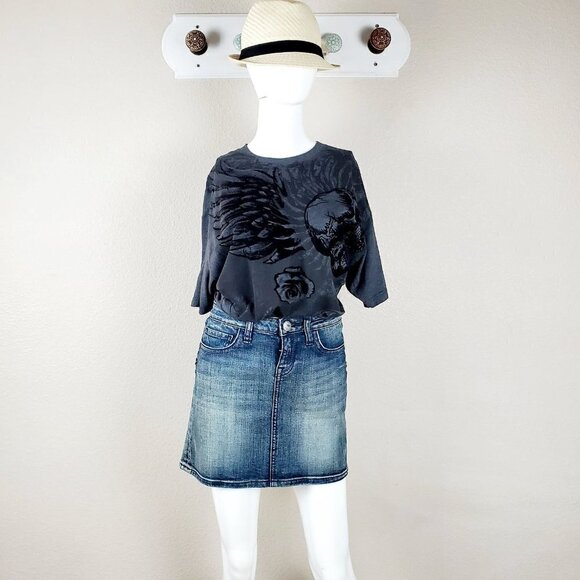 Rerock Blue Denim Jean Mini Casual Skirt SALE - Picture 2 of 9